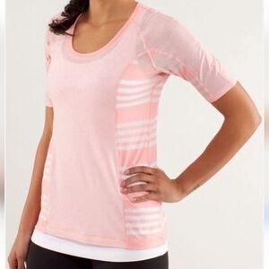 Lululemon puri-tee bleached Coral pink stripes